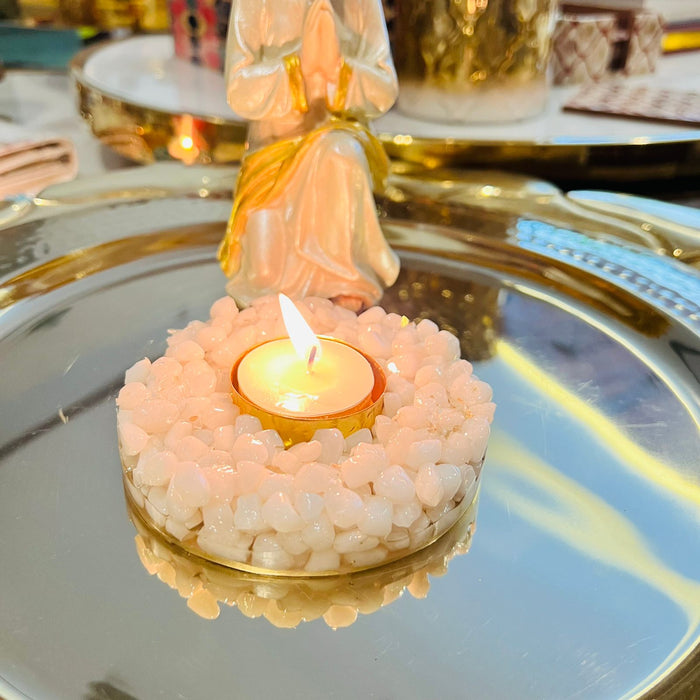 Anti - Blockage - White Agate Tea Light Holder