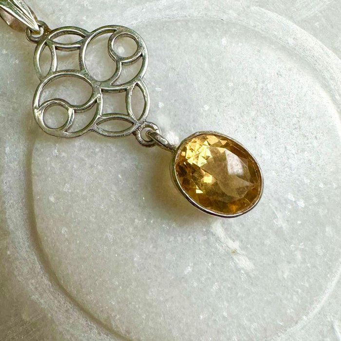 Wealth Attractor Citrine Silver Pendant