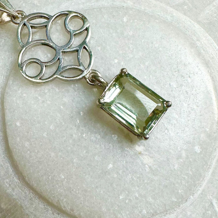 Luck and Healing Green Amethyst Silver Pendant